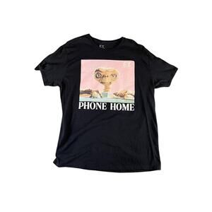E.T. The Extra-Terrestrial Phone Home T-Shirt XL Black Movie Licensed Cotton